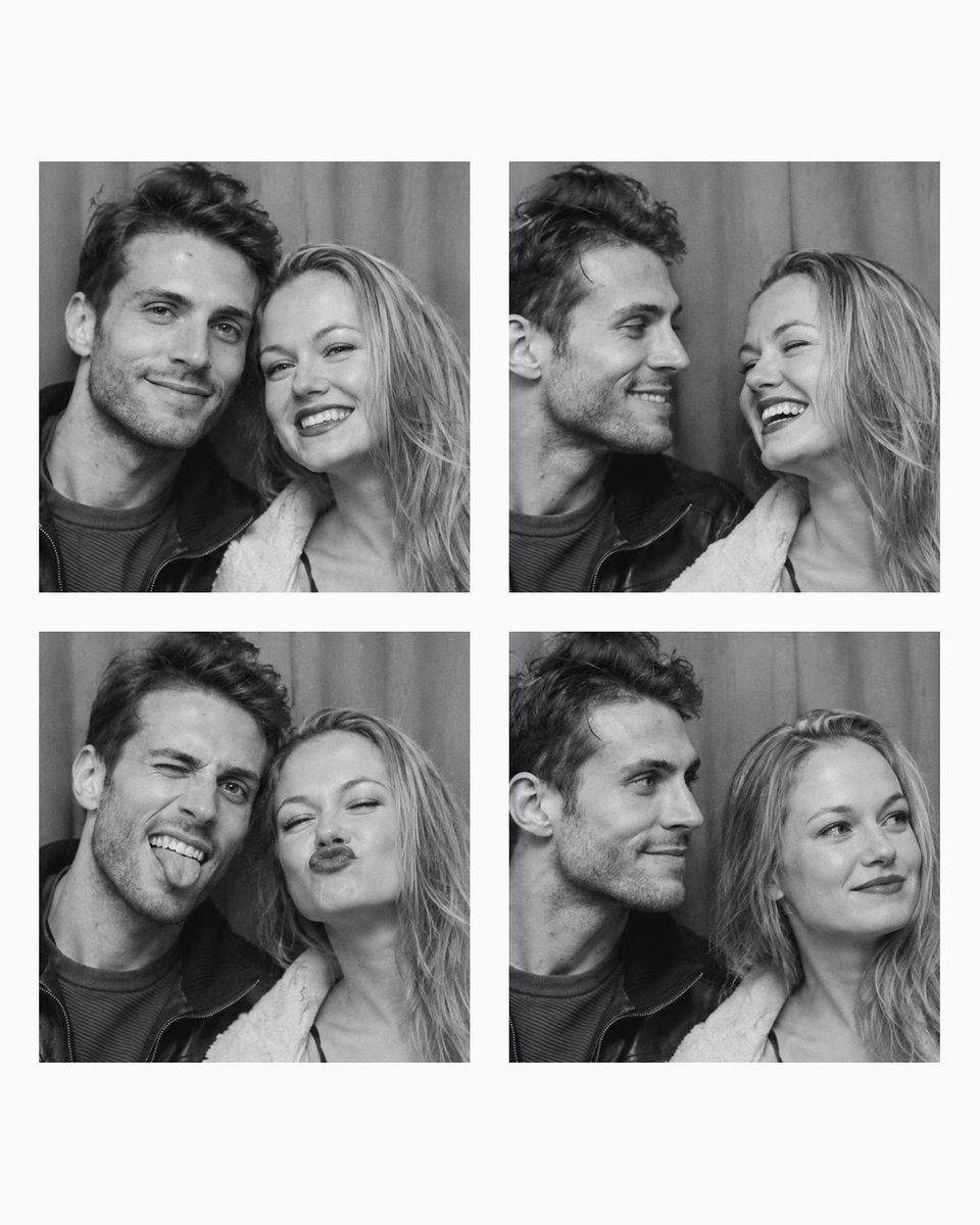 AI-generated: Photobooth Strip AI filter result: smiling couple walking down a street at night
